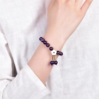 Buddha Gift Natural Amethyst Crystal Flower Spiritual Healing Bracelet