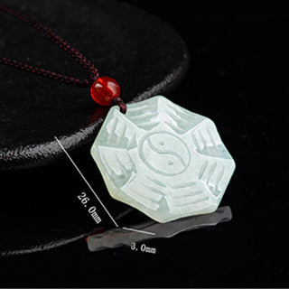Buddha Gift Natural Jade Bagua Yin Yang Luck Necklace Pendant