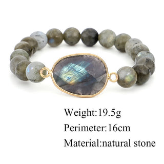Buddha Gift Natural Labradorite Moonstone Support Healing Beaded Bracelet
