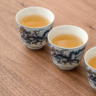 Buddha Gift Small Blue And White Dragon Pattern Ceramic Teacup Kung Fu Tea Cups 45ml