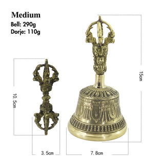 Buddha Gift Tibetan Meditation Bell and Vajra Dorje Copper Balance Handmade Decoration Set