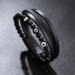 Buddha Gift Evil Eye Tiger Eye Protection Beaded Multilayered Braided Bracelet