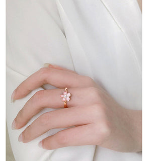 Buddha Gift 925 Sterling Silver Cherry Blossom Blessing Chain Bracelet Rotatable Ring