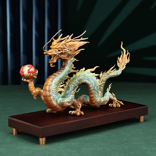 Buddha Gift Year Of The Dragon Auspicious Dragon Brass Copper Luck Success Office Decoration