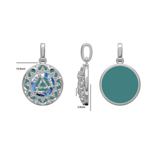 Buddha Gift 925 Sterling Silver Round Turquoise Three Rabbits Balance Necklace Pendant