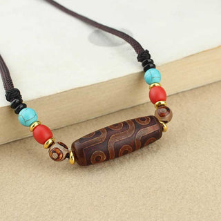 Buddha Gift Tibetan Nine-Eye Dzi Bead Three-eyed Dzi Bead Protection String Necklaces Pendant