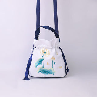 Buddha Gift Suzhou Embroidery Rabbit Lotus Epiphyllum Peony Magnolia Silk Tote Crossbody Bag Shoulder Bag Handbag
