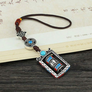 Buddha Gift Six True Words Prayer Wheel Rotation Knot Blessing Keychain Decoration