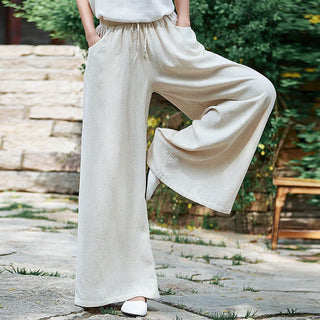 Buddha Gift Plain Wide Leg Pants Dance Women's Yoga Pants With Pockets