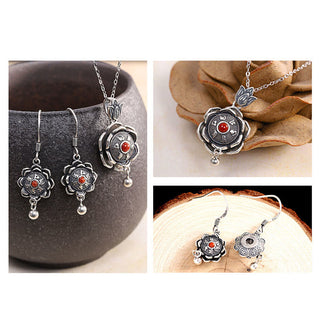 Buddha Gift 925 Sterling Silver Om Mani Padme Hum Lotus Peace Necklace Pendant Earrings