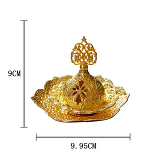Buddha Gift Gold Leaf Coaster Spiritual Mini Alloy Metal Incense Burner