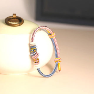 Buddha Gift Two-Color Rope Handcrafted Eight Thread Peace Knot Luck Connection Bracelet