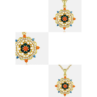 Buddha Gift 925 Sterling Silver Lotus Flower Colorful Zircon New Beginning Necklace Pendant