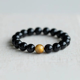 Buddha Gift Natural Rainbow Obsidian Tiger Eye Positive Love Bracelet