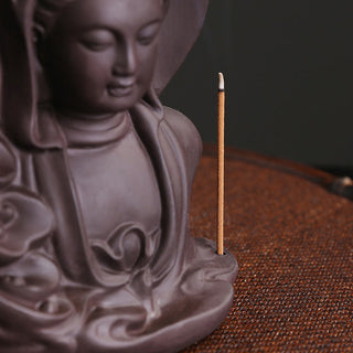 Buddha Gift Tibetan Avalokitesvara Buddha Lotus Healing Backflow Smoke Fountain Incense Burner