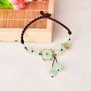 Buddha Gift Flower Jade Butterfly Luck Abundance Charm Anklet