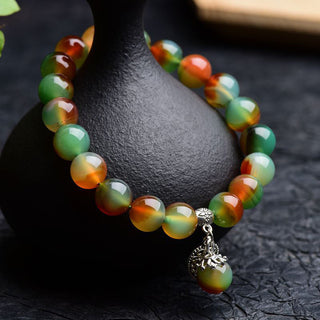 Buddha Gift Tibetan Natural Green Agate Healing Bracelet