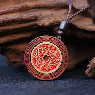 Buddha Gift Lightning Struck Jujube Wood Yin Yang Bagua Mountain Ghosts Spend Money Protection Necklace Pendant
