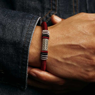 Buddha Gift 925 Sterling Silver Om Mani Padme Hum Peace Red String Bracelet