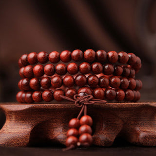 Buddha Gift Tibetan Small Leaf Red Sandalwood 108 Beads Mala Meditation Bracelet