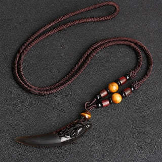 Buddha Gift Natural Ice Obsidian Wolf Tooth Pattern Courage Necklace Pendant
