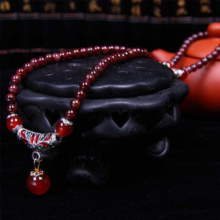 Buddha Gift Natural Garnet Red Agate Blessing Healing Bracelet Necklace Pendant