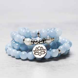 Buddha Gift 108 Mala Beads Aquamarine Healing Bracelet