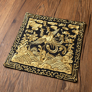 Buddha Gift Phoenix Dragon Kirin Embroidery Cup Mat Pad Tea Cup Coaster Kung Fu Tea Mat
