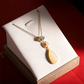 Buddha Gift 925 Sterling Silver Hetian White Jade Water Drop Chain Necklace Pendant Bracelet