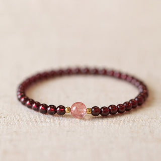 Buddha Gift Natural Garnet Strawberry Quartz Calm Bracelet