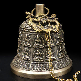 Buddha Gift Tibetan Engraved Buddha Dragon Wind Chime Bell Copper Luck Wall Hanging Decoration