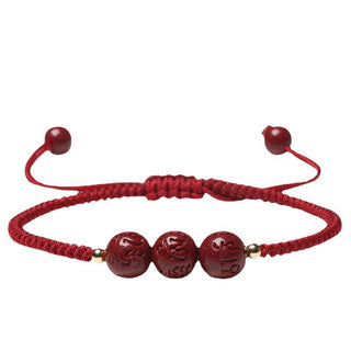 Buddha Gift Handmade Cinnabar Om Mani Padme Hum Engraved Beads Blessing Braided Bracelet