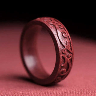 Buddha Gift Cinnabar Om Mani Padme Hum Auspicious Clouds Blessing Ring