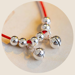 Buddha Gift 925 Sterling Silver Red String Braid Bell Charm Anklet