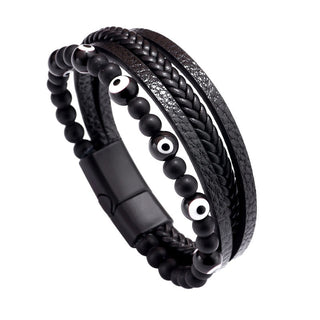 Buddha Gift Evil Eye Tiger Eye Protection Beaded Multilayered Braided Bracelet