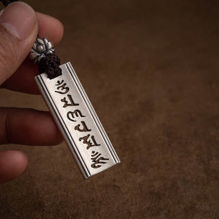 Buddha Gift 999 Sterling Silver Om Mani Padme Hum Engraved Lotus Wisdom Necklace Pendant