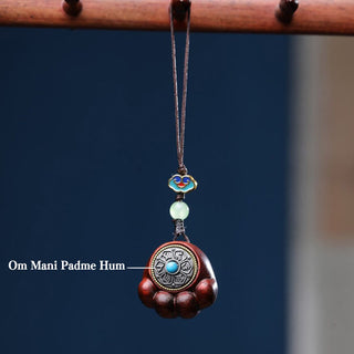 Buddha Gift Sandalwood Small Leaf Red Sandalwood Green Sandalwood Lucky Cat Paw Claw Om Mani Padme Hum Protection Phone Hanging Decoration