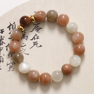 Buddha Gift Natural Sun Stone Gold Sandstone Wealth Positive Bracelet