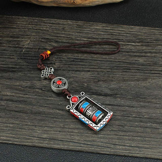 Buddha Gift Six True Words Prayer Wheel Rotation Knot Blessing Keychain Decoration