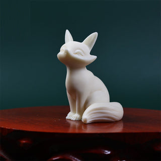 Buddha Gift Mini Nine Tailed Fox Ivory Fruit Protection Home Decoration