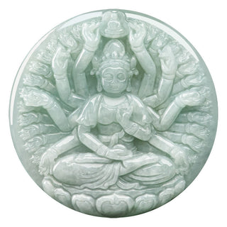 Buddha Gift Thousand-Hand Kwan Yin Avalokitesvara Jade Blessing String Necklace Pendant