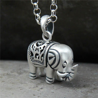 Buddha Gift 990 Sterling Silver Elephant Strength Necklace Pendant
