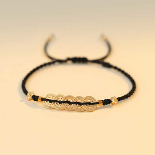 Buddha Gift Copper Coin Fortune Tree Luck Strength Braided Bracelet