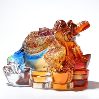 Buddha Gift Feng Shui Frog Handmade Liuli Crystal Art Piece Wealth Home Office Decoration