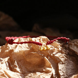 Buddha Gift 925 Sterling Silver Gold Plated Luck Red String Bracelet