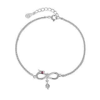 Buddha Gift Year Of The Dragon 999 Sterling Silver Zircon Endless Knot Tail Charm Luck Protection Bracelet