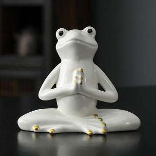 Buddha Gift Meditating Ceramic Zen Frog Statue Decoration