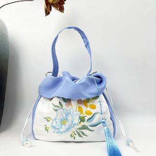Buddha Gift Suzhou Embroidery Camellia Magnolia Peony Lotus Silk Tote Crossbody Bag Shoulder Bag Handbag