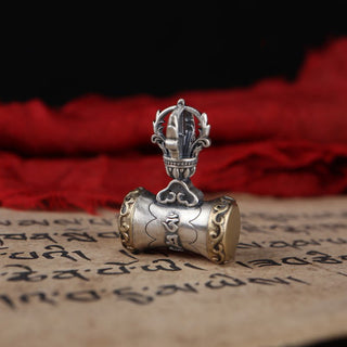 Buddha Gift Tibet 925 Sterling Silver Om Mani Padme Hum Dorje Bell Vajra Engraved Enlightenment Pendant Hanging Decoration