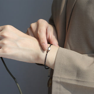 Buddha Gift 14K Gold Plated Black Spinel White Crystal Cute Cat Tridacna Stone Healing Bracelet